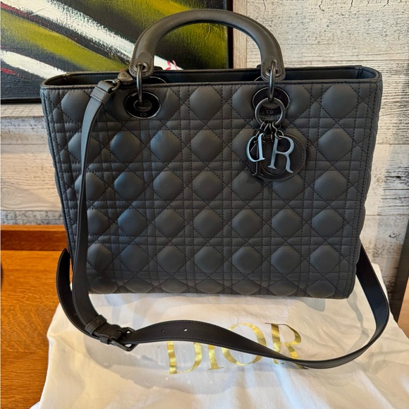 Christian Dior Handbags - Christian Dior Ultra Matte Lady Dior Bag Cannage Quilt Calfskin Large Black